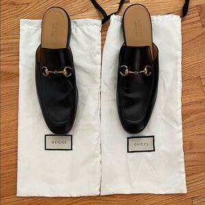 Gucci Black Leather Men's Slip-On Loafers